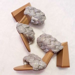 Steve Madden braided rhinestone block heel